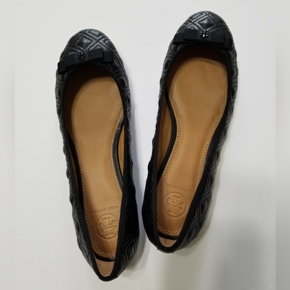 NIB Tory Burch Marion Quilted Leather Ballet Flat in Perfect Black Size 7, 7.5 - Picture 8 of 16